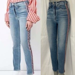 Mcguire Denim High Wasted Ibiza La Sirenuse Pink Stripe Blue Jean 24"